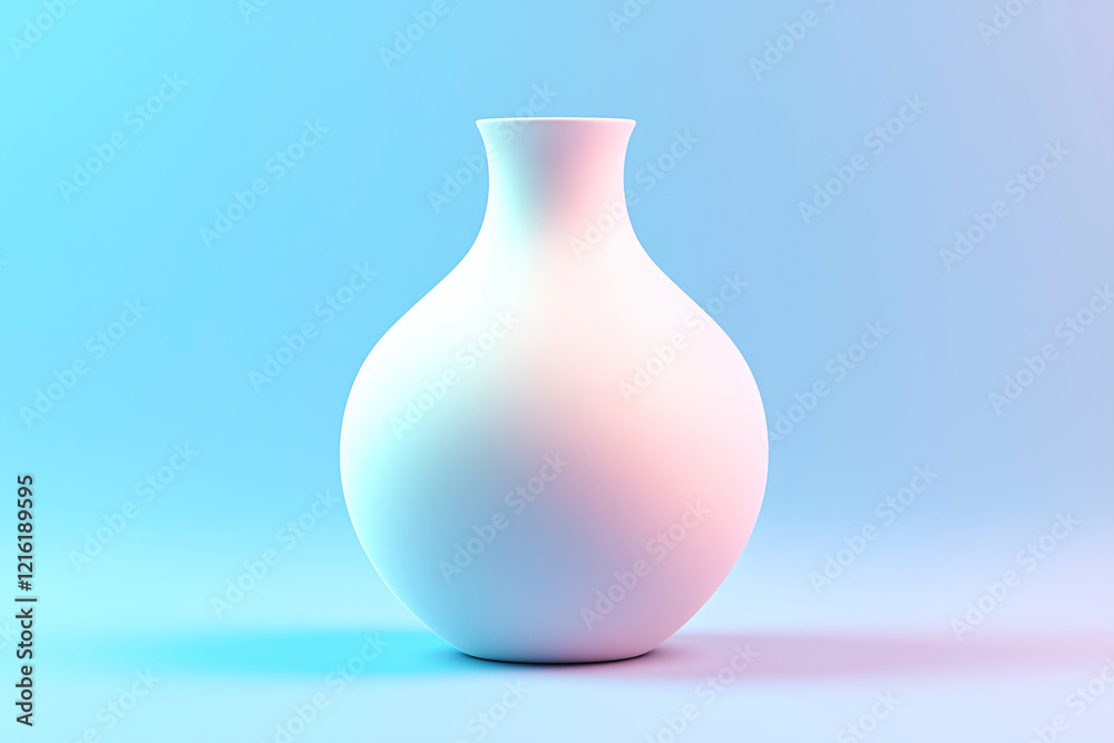 A contemporary vase in a serene blue and pink backdrop