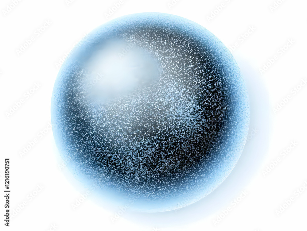 Obraz premium A Translucent Blue Sphere with Speckled Texture Floats Elegantly Against a White Background