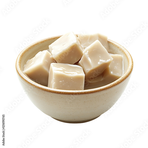 pickled bean curd Advertisement isolated on white background full depth of field  photo