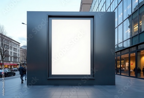 A striking mock-up of a billboard positioned in a bustling urban environment