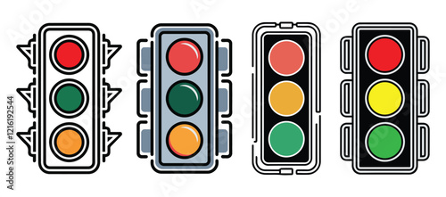 Minimalist traffic lights icon vector illustration isolated on white background