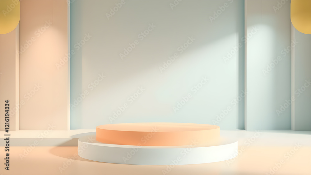 Abstract geometry studio podium. Generative AI