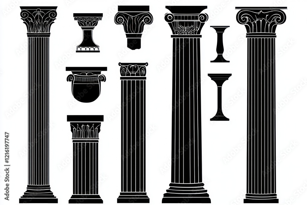 Clipart collection ancient columns in outline and silhouette formats Clipart collection ancient columns in outline and silhouette formats