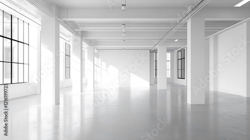 Empty white room flooded with natural light
