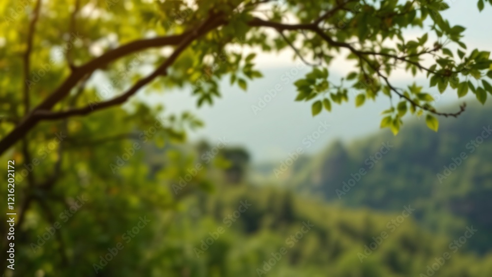 Serene Forest Landscape Branch and Blurred Background Serene Forest Landscape Branch and Blurred Background