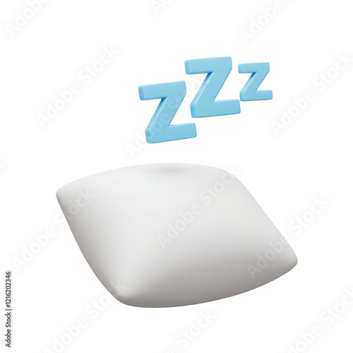 pillow with zzz symbol for sleep relax therapy bed rest treatment psychology mental health 3d icon illustration render design
