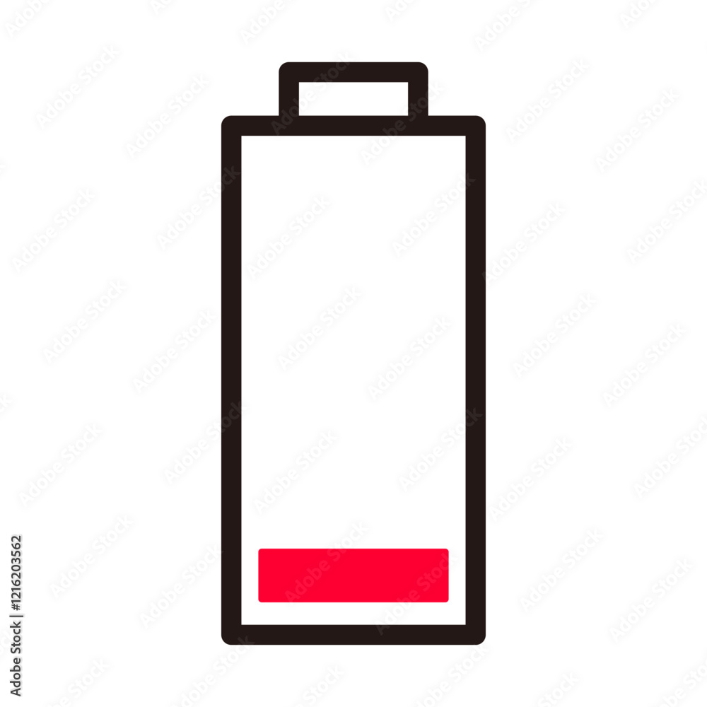 A simple icon indicating low battery. A simple icon indicating low battery.