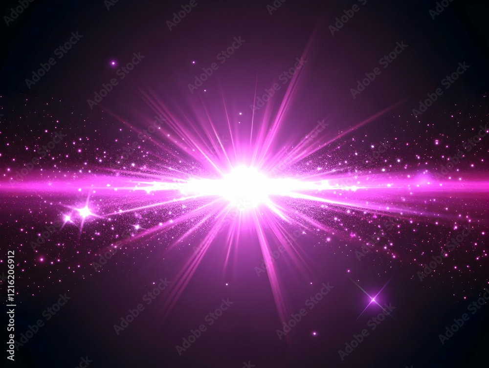 Abstract Background with Purple Light Rays and Glittering Particles Spreads Brightly on Dark Backdrop Abstract Background with Purple Light Rays and Glittering Particles Spreads Brightly on Dark Backdrop
