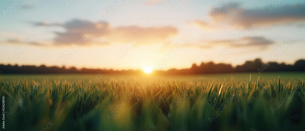 warm sunrise over field of green grass, symbolizing new beginnings and tranquility. soft light creates peaceful atmosphere, inviting sense of calm and reflection warm sunrise over field of green grass, symbolizing new beginnings and tranquility. soft light creates peaceful atmosphere, inviting sense of calm and reflection