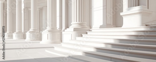 Abstract neoclassical architecture with pillars and steps