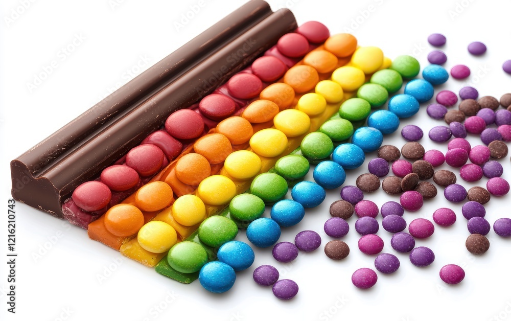 Naklejka premium rainbow Chocolate candy isolated on white background