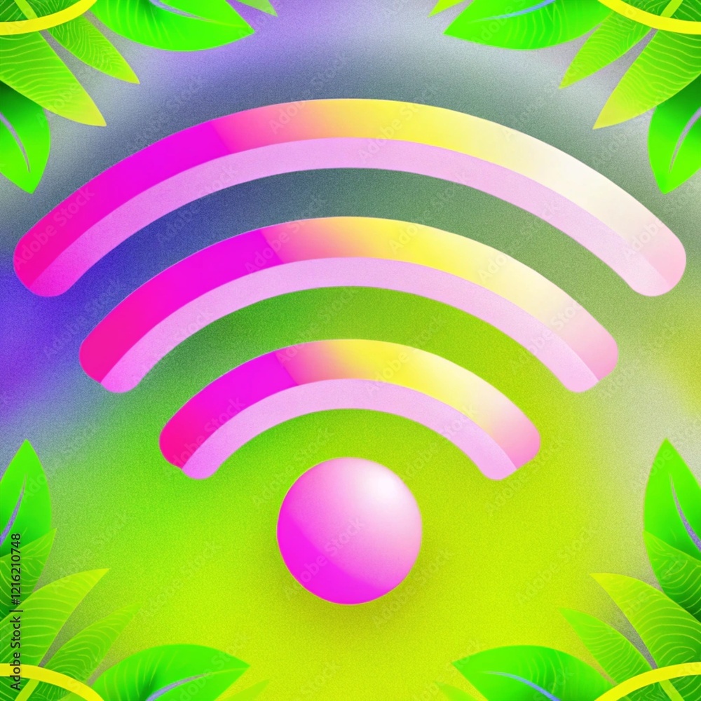 Obraz premium Colored wifi icon on white background.