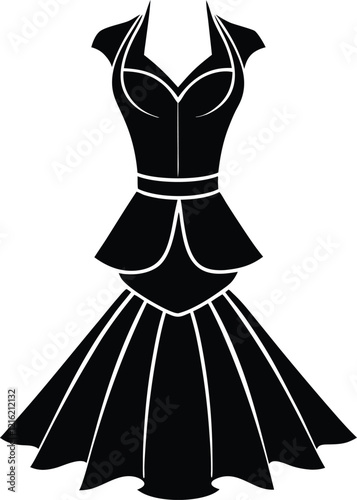 Peplum dress silhouette vector illustration. photo