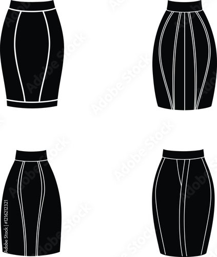 Pencil skirt silhouette vector illustration