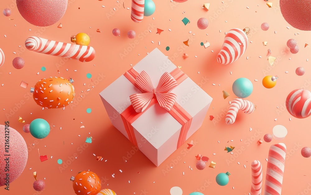 Obraz premium Gift bright 3d festive background