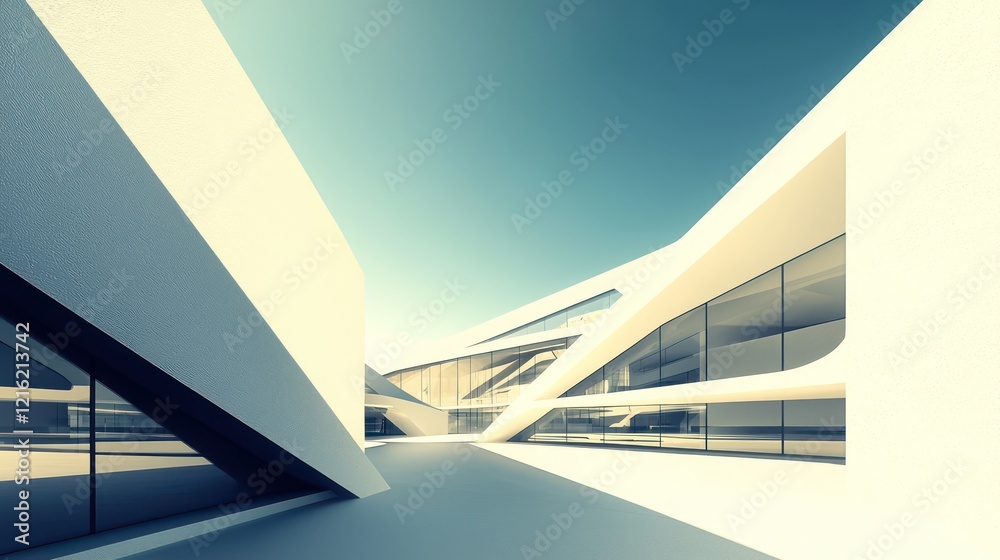 Obraz premium Abstract perspective modern building architecture with bold angles