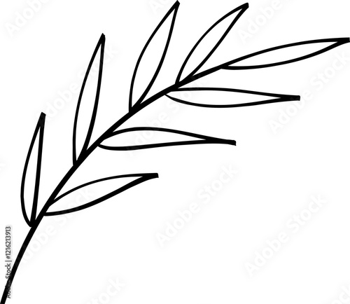 leaf line art decoration vector