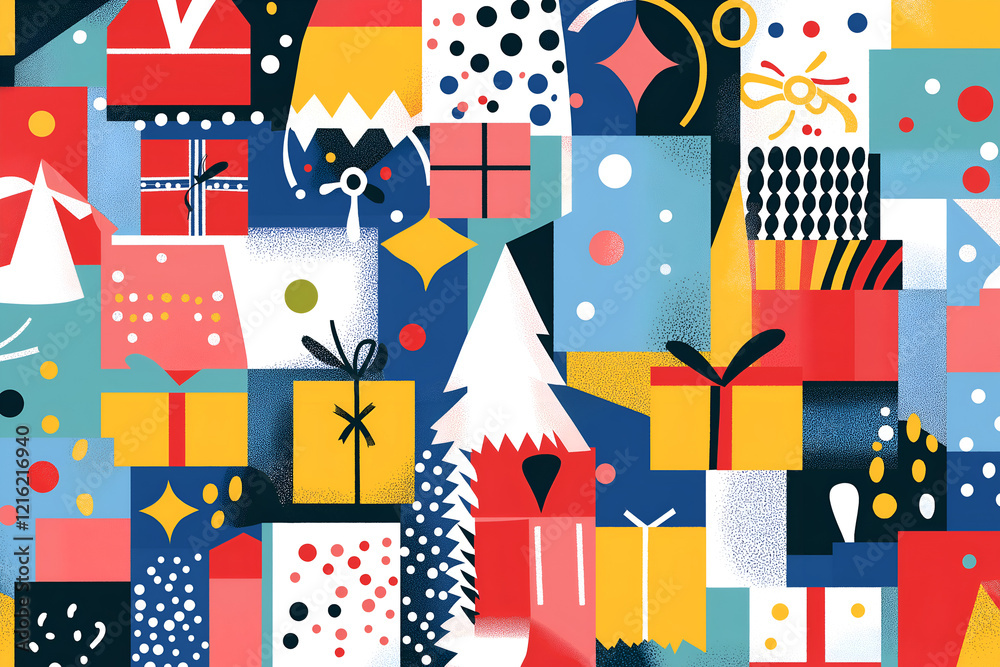 Obraz premium Christmas greeting gifts and decor template design.