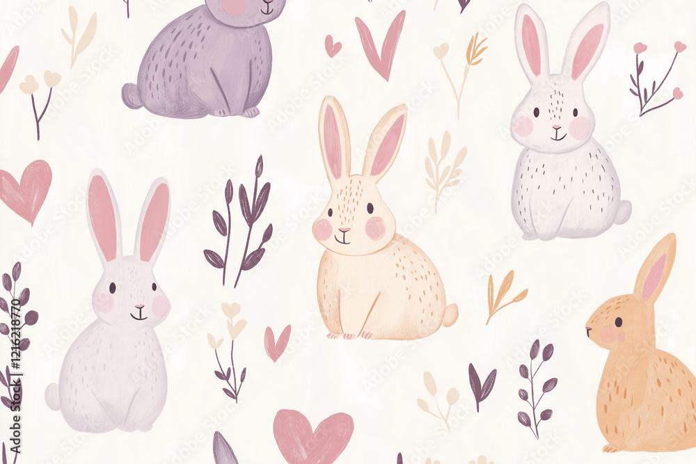 Fototapeta premium イースター, ウサちゃん, ウサちゃん, manga, 動物, ベクター, イラスト, 野ウサギ, かわいい, ひとそろい, とぶ, 休日, 模様, 赤ちゃん, 楽しい, ピンク, デザイン, 卵, 幸せな, 文科系, シームレス, おかしな, お気に入りの, 哺乳動物, カード