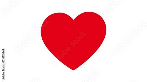 Red color heart beating animation on white background.