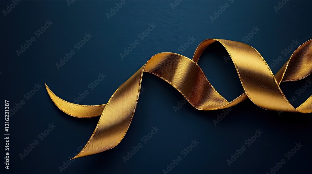 Ribbon gold Christmas decoration with a shadow effect. -- Ribbon gold Christmas decoration with a shadow effect. --