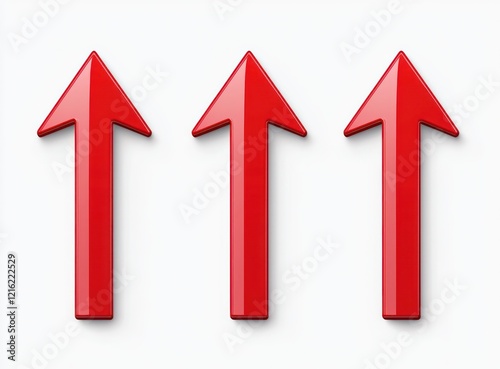 Upward-pointing red arrows in different directions, vector design.