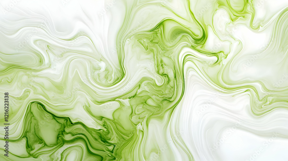 Abstract Green and White Fluid Art Background Creates a Smooth and Elegant Pattern Abstract Green and White Fluid Art Background Creates a Smooth and Elegant Pattern