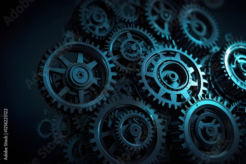 Wallpaper Mural Technology abstract background from gearwheels composition. Horizontal light banner for teamwork, industrial, communication or automation conceptual Generative AI Torontodigital.ca