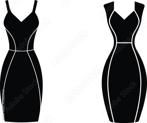 Sheath dress silhouette vector illustration.