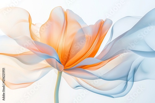 Wallpaper Mural A digital art piece of an abstract tulip flower, rendered in soft orange and light blue gradient colors on a white background.  Torontodigital.ca