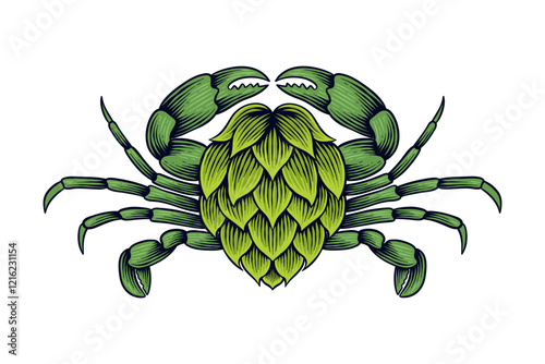 illustration of hops combined with crab