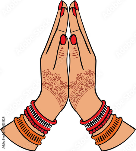 Namaste gesture vector hand drawn	
