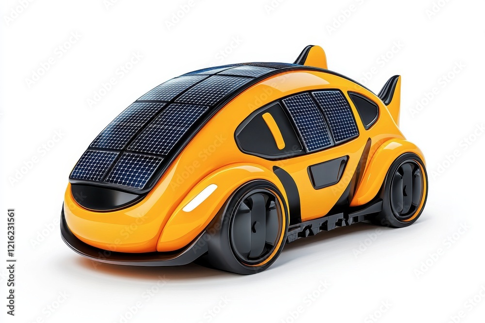 Futuristic Solar-Powered Car Model with Sleek Design and Solar Cells Futuristic Solar-Powered Car Model with Sleek Design and Solar Cells