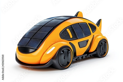 Futuristic Solar-Powered Car Model with Sleek Design and Solar Cells