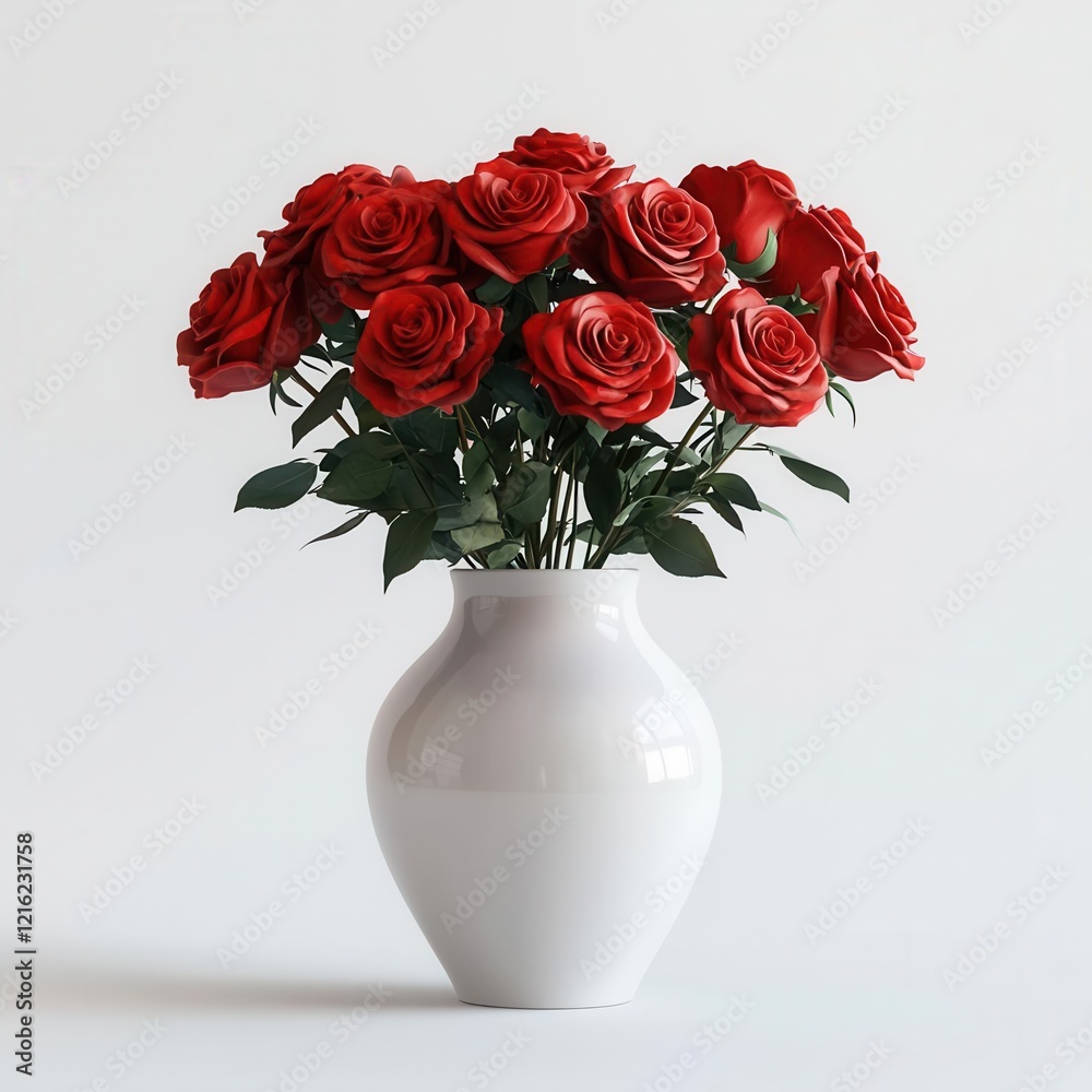 Obraz premium White Vase with Roses 3D Model