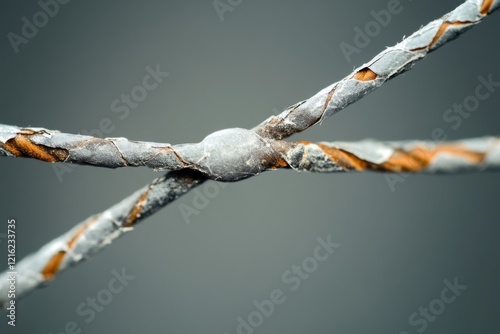 Broken guitar string, close-up detail, studio lighting, metal tension