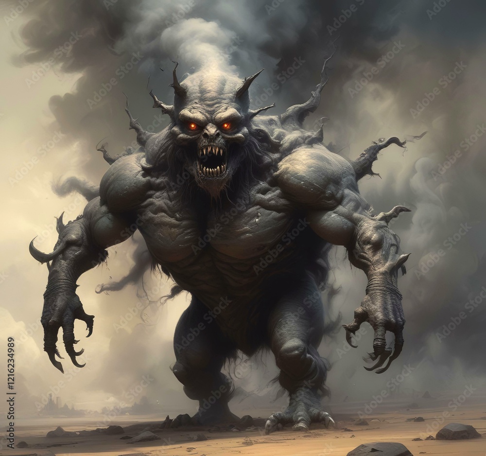 Naklejka premium Illustration of dusty spooky monster