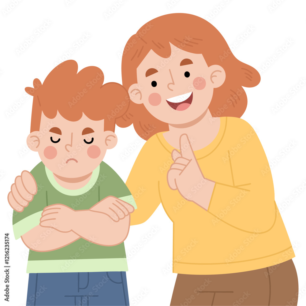 Illustration of Mother Comforting Upset Child Illustration of Mother Comforting Upset Child