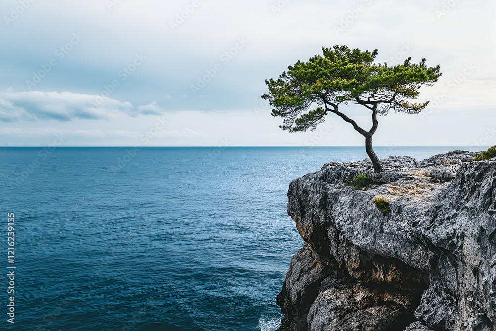 A single tree grow on cliff edge landscape. A single tree grow on cliff edge landscape.