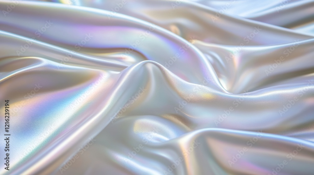 Obraz premium Iridescent Silk Fabric Draped Softly Showing Subtle Shimmering Hues