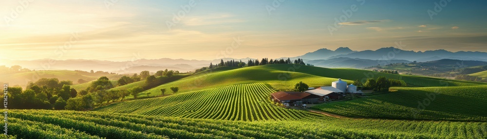 Fototapeta premium Scenic farm showcasing fresh produce being processed for freezing, preserving nature's bounty for future enjoyment.