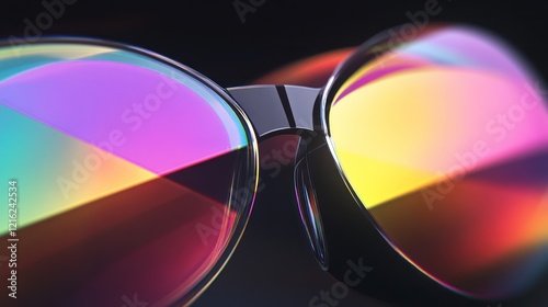Iridescent Sunglasses Modern Design Colorful Lenses Dark Background