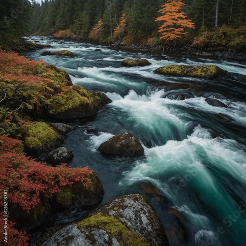 Tongass National Forest (Autumn) – A landscape of changing colors and salmon swimming upstream.
