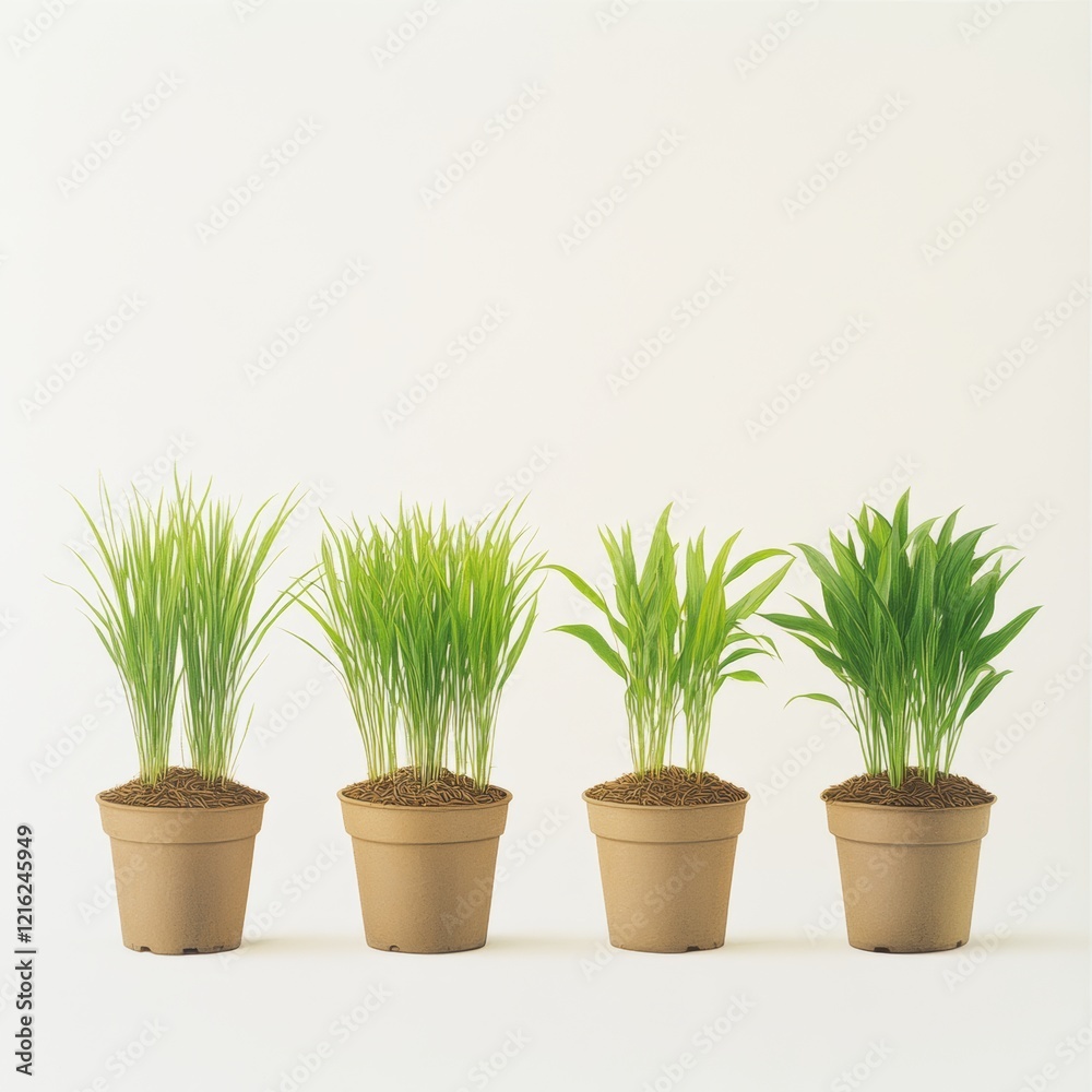 Four Potted Plants in a Row. Four Potted Plants in a Row.