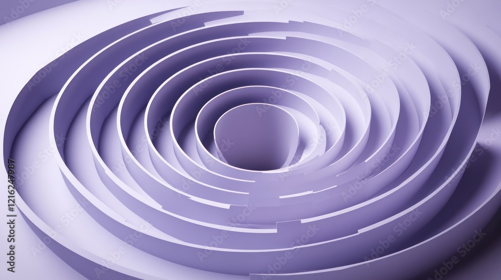 Obraz premium Lavender Abstract Spiral Concentric Circles Design Minimalist Background