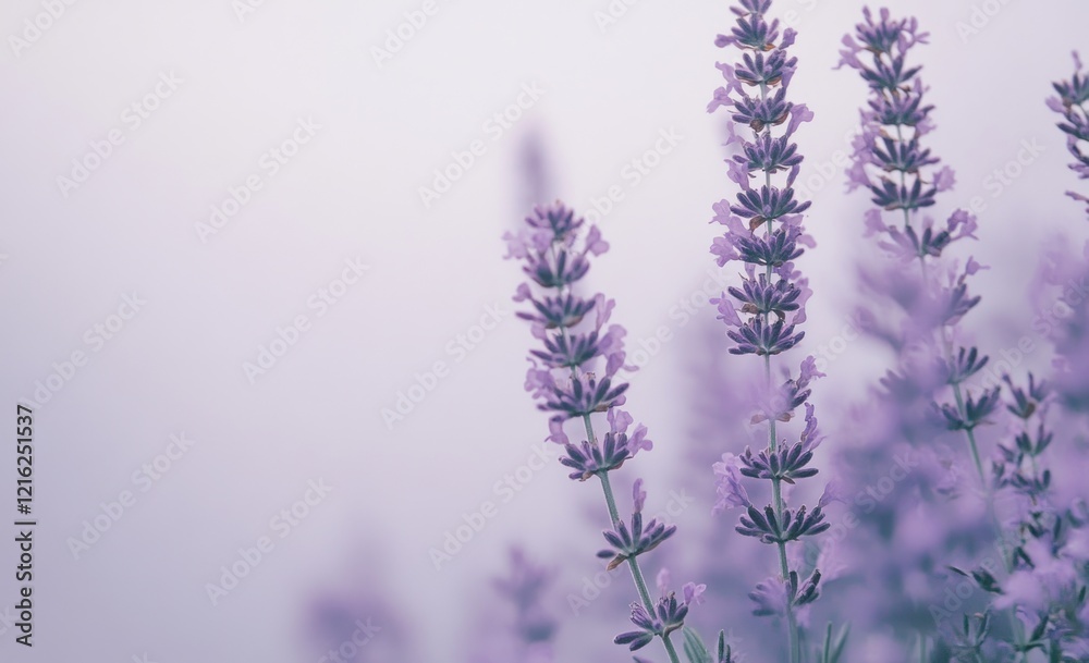 Obraz premium Lavender Flowers Soft Purple Hues Calm Field Background