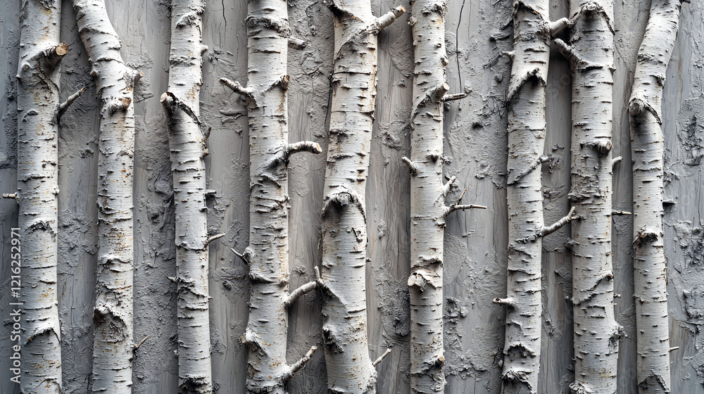 Fototapeta premium Birch Tree Bark Wall Texture: Nature-Inspired Design for Home Decor