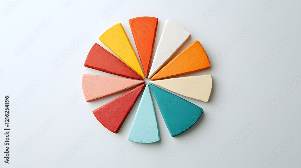 Obraz premium Clay radial bar chart demonstration in abstract art modern studio visual content creative environment top-down view innovation concept