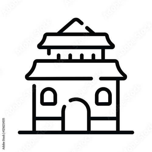 Chinese religious building vector design, chinese temple icon