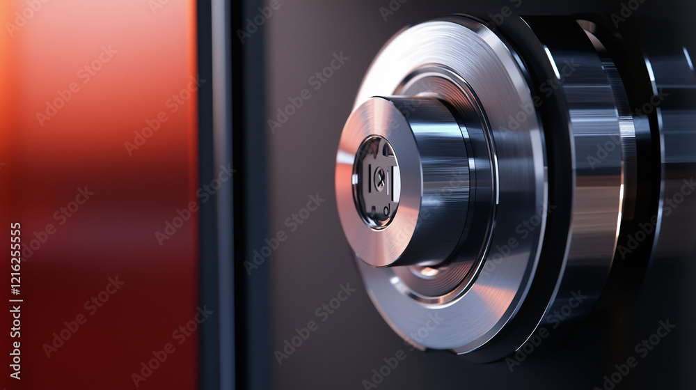 High-tech, sleek smart lock system mounted on a door for advanced home security High-tech, sleek smart lock system mounted on a door for advanced home security
